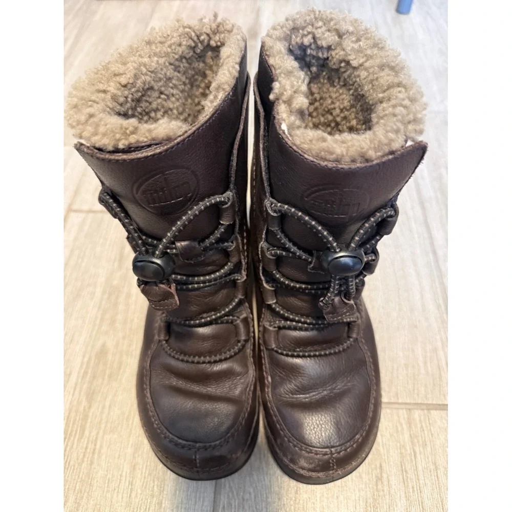 FitFlop Mukluk Leather Shearling Lined Winter Boots Brown Womens‎ 6